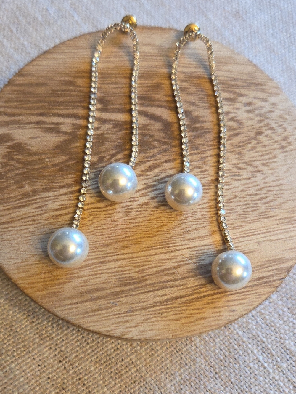 Gold Pearl And Rhinestone Drop Earrings - Women Jewelry